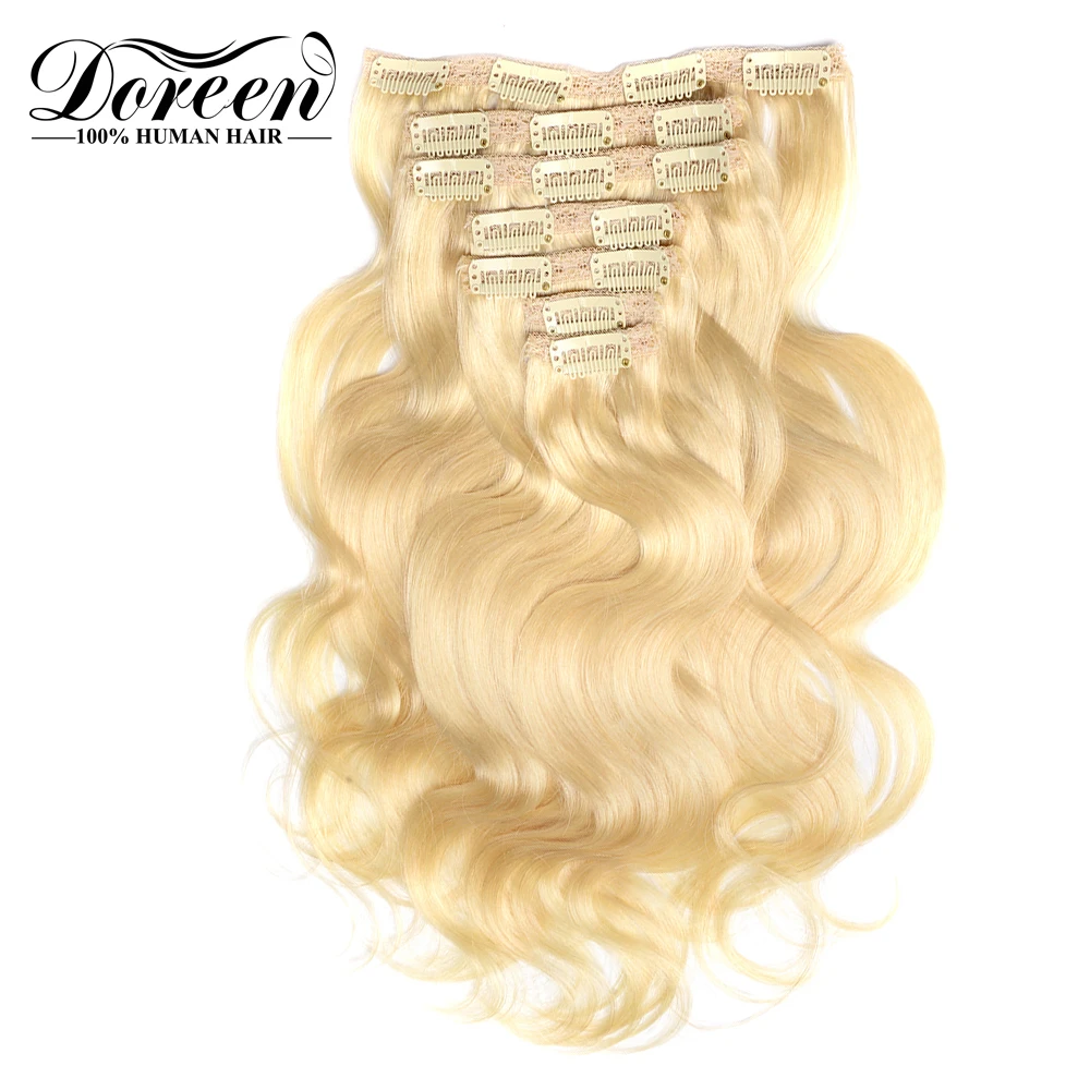 Doreen/волосы remy на всю голову в европейском стиле, 120 г, 160 г, 200 г, 1" до 24", волнистые человеческие волосы на заколках для наращивания