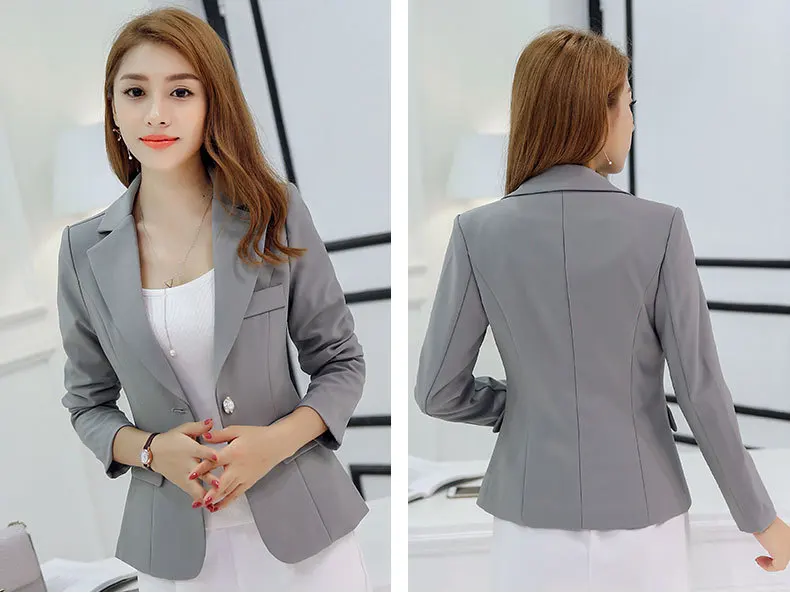 Элегантная деловая Женская куртка, Новый Женский блейзер с длинным рукавом для работы, женское повседневное пальто