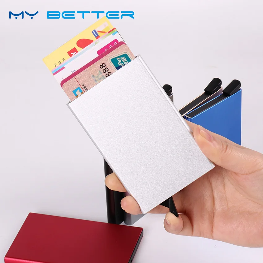 

Automatic Pop Up Slim Thin Men Business Card Case Aluminum Alloy Women Bank Credit Card Package Credit Card Box Holder