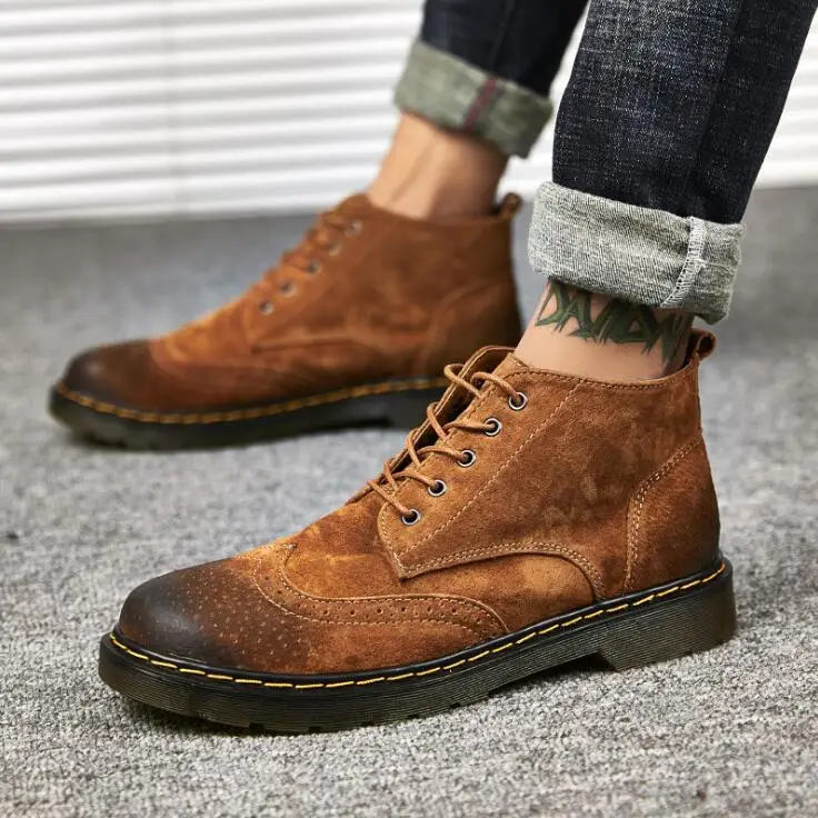 

Dwayne Genuine Leather Men Boots Autumn Winter Ankle Boots Fashion Footwear Lace Up Shoes Men High Quality Vintage Men Shoes