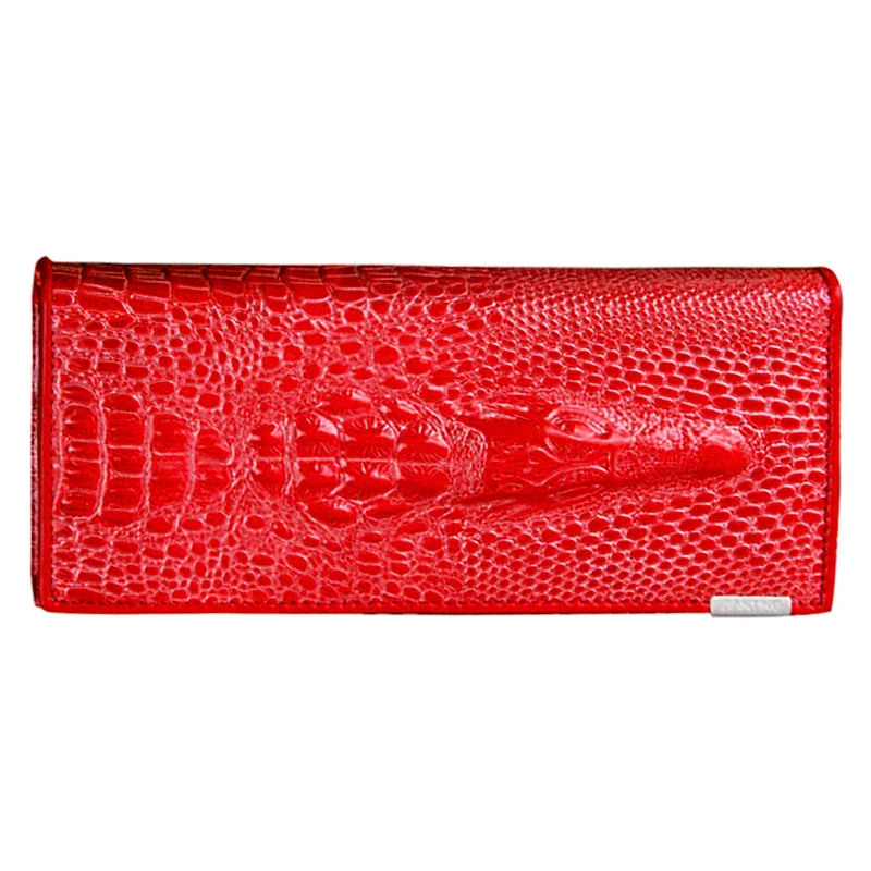 

Women Wallet Female Coin Purses Holders Genuine Leather 3D Embossing Alligator Ladies Crocodile Long Clutch Wallets
