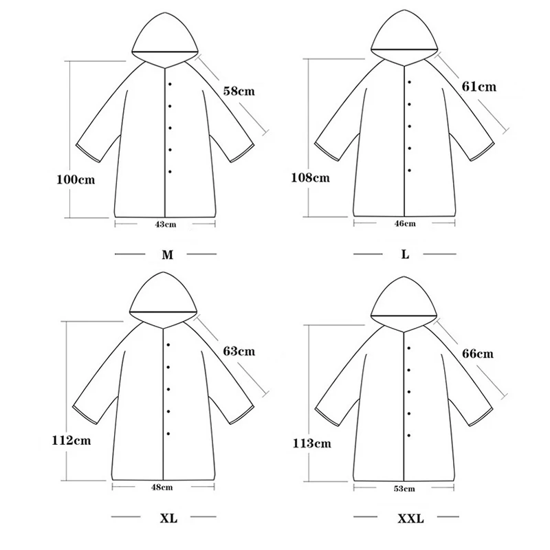 Модные женские мужские прозрачный ЭВА-пластик портативный для путешествий на открытом воздухе непромокаемый кемпинг водонепроницаемый с капюшоном пластиковое пончо дождевик 3 размера