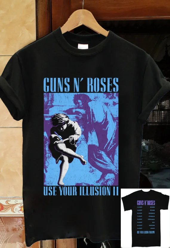 Новый &quotGUNS N ROSES использовать ваш Иллюзия мужские черный и синий TOUR 1991 sz S-3XLFunny