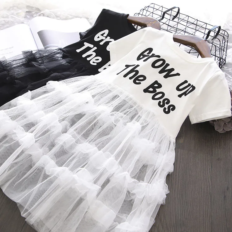 

2019 New Summer Item Girl Fashion One Piece Tulle Dress Two Colors
