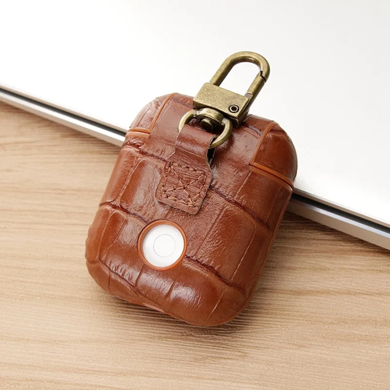 

Роскошный чехол для наушников из натуральной кожи для AirPods 1, чехол для беспроводных наушников Bluetooth для Air Pods, защитный чехол для кожи, брелок