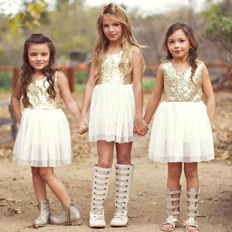 2017 New Arrival Flower Girls Dresses Sequind Top Child Formal Hollow Back Short Crew Neck Wedding Party | Свадьбы и торжества
