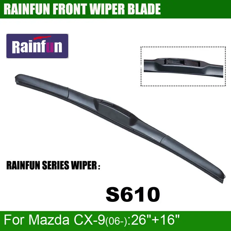 

RAINFUN dedicated car wiper blade for MAZDA CX-9(06-), CX9, Natural Rubber auto soft windshield wiper, 2 size a lot