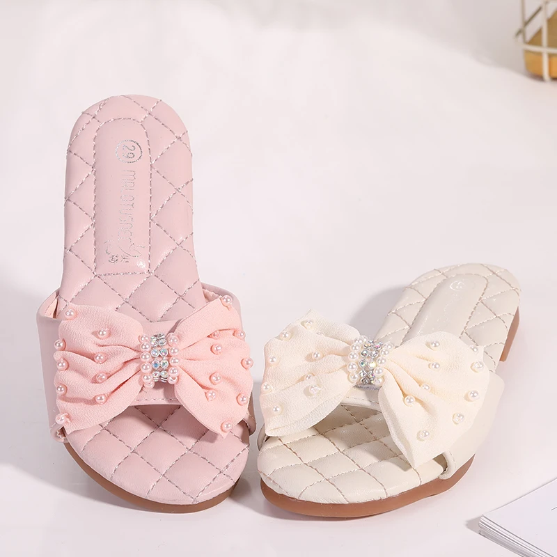 Новая модель; Домашние уличные тапочки для больших детей; пляжная обувь с цветочным узором для девочек; корейская мода; slippers203A-66 на плоской подошве