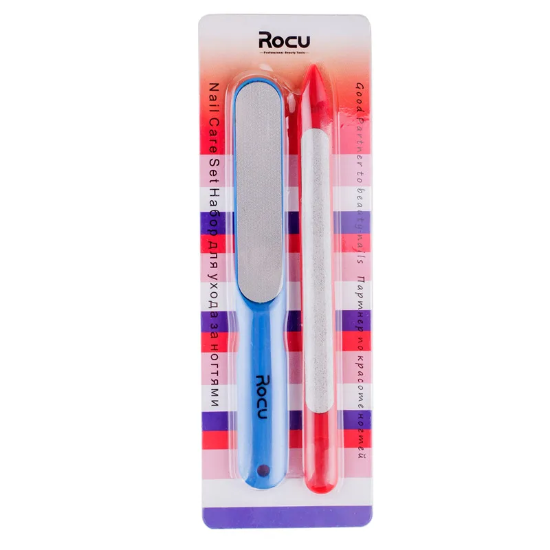 2Pcs Dual Sided Stainless Steel Metal Nail file Manicure Pedicure Tools Women Nail Art File Care Set 141mm*17mm& 151mm*17mm - Цвет: Blue and Red