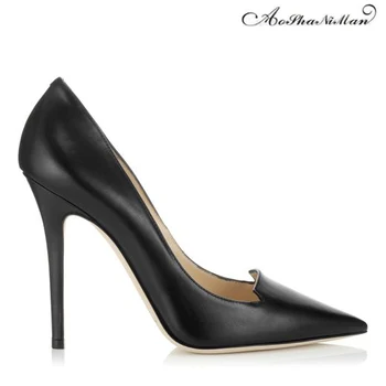 

2019 Newest spring Shallow heels Pointed Toe thin heel Women Pumps Dress Stiletto shoes Women real leather supper high heels