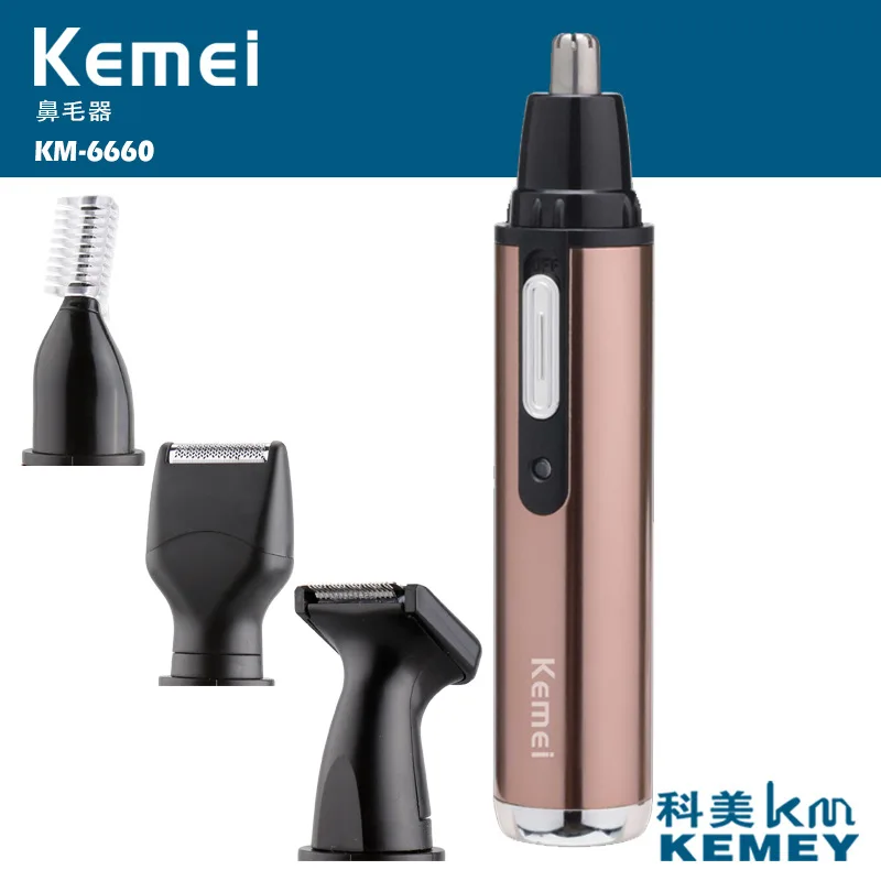 Kemei 4 в 1 Электрический триммер для носа перезаряжаемый уход для лица для женщин борода электробритва для носа и уха для мужчин уха носовой фреза