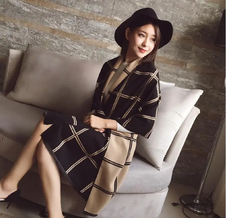 

Fall and Winter 2019 New Long-style British Chequered Scarf Dual-purpose Warm Lady's Shawl 68057