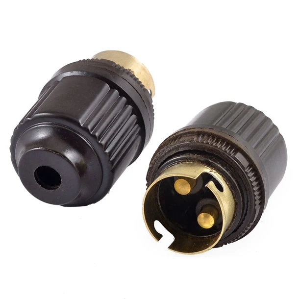 

KSOL Hot Sale 2 Pcs Black Plastic Housing AC 250V 4A Brass B22 Light Bulb Lamp Holder