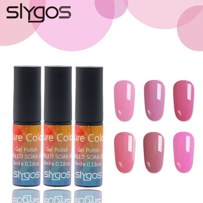 

3PC SLYGOS 6ML Pink Nude Grey Series Portable Soak Off UV Gel Polish White Long Lasting Pure Color Gel Varnish Manicure