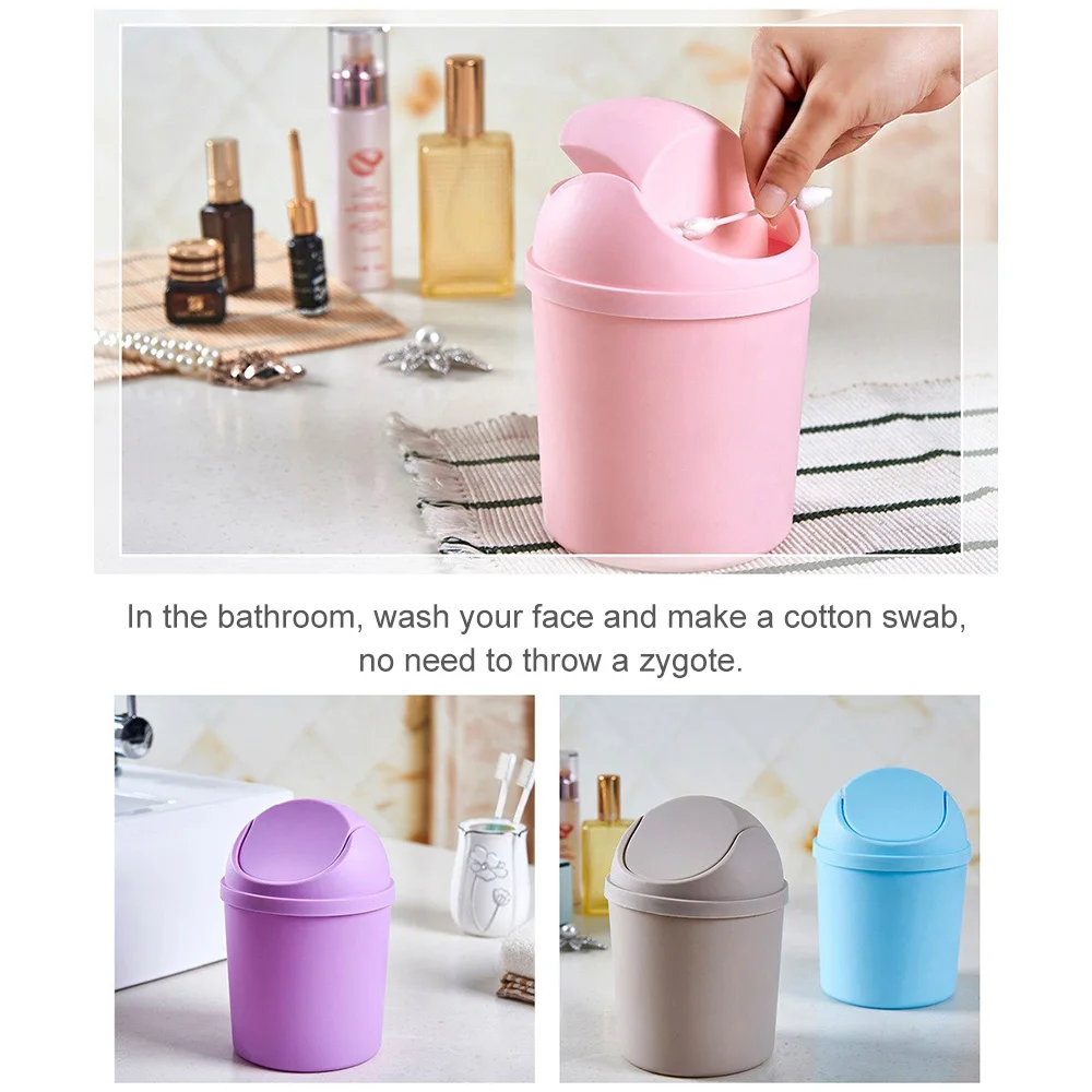 

Tidy Desktop Trash Can Storage Bucket Plastic Cover Can Be Removed With Lid Household Clean Shake-top Trash Can Desk Ashbin