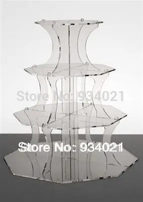 

Assembled 4 Tier Acrylic Wedding Cakes Display With Crystal
