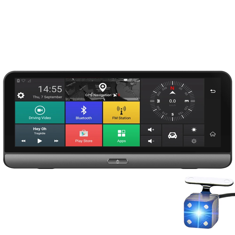 Автомобильный видеорегистратор YANTU 4G Android 8 &quotIPS Stream зеркало заднего вида FHD 1080P