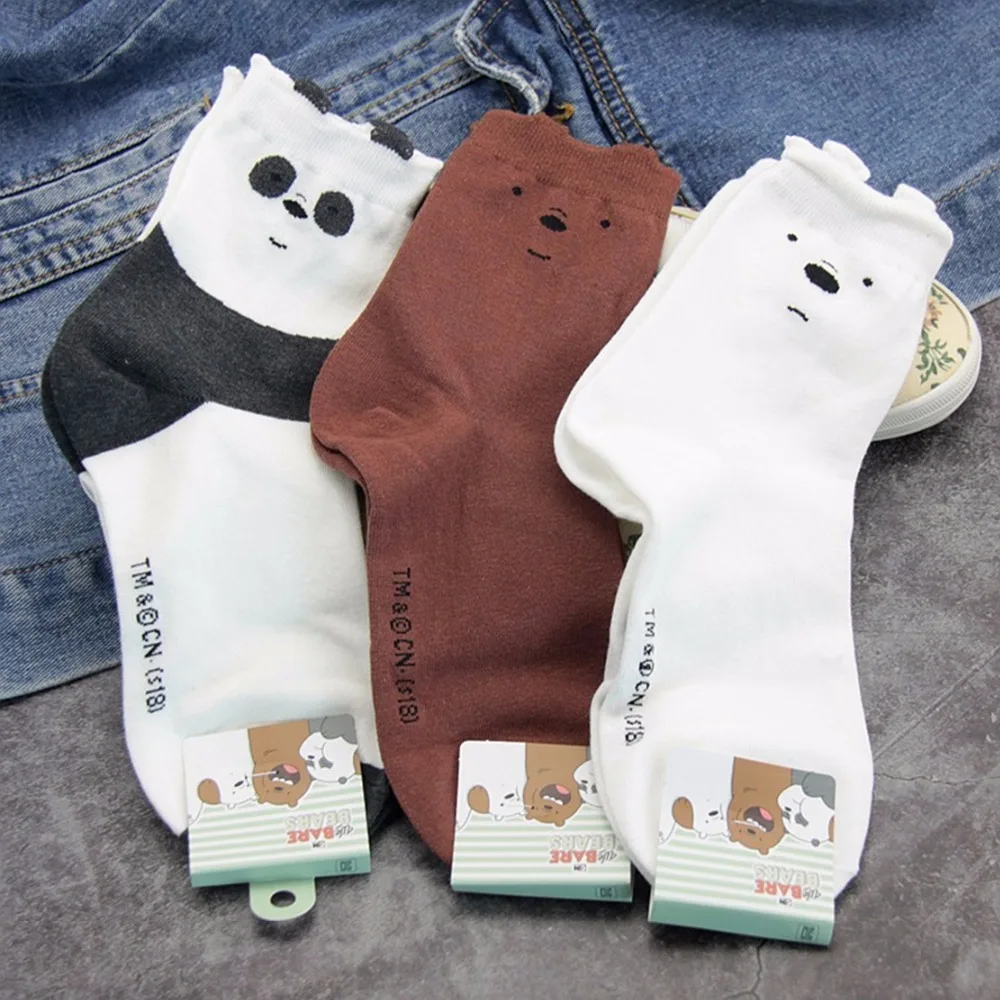 Anime We Bare Bears printed sock Grizzly Panda IceBear cute funny women socks spring autumn comfort sweat absorbent cotton sock