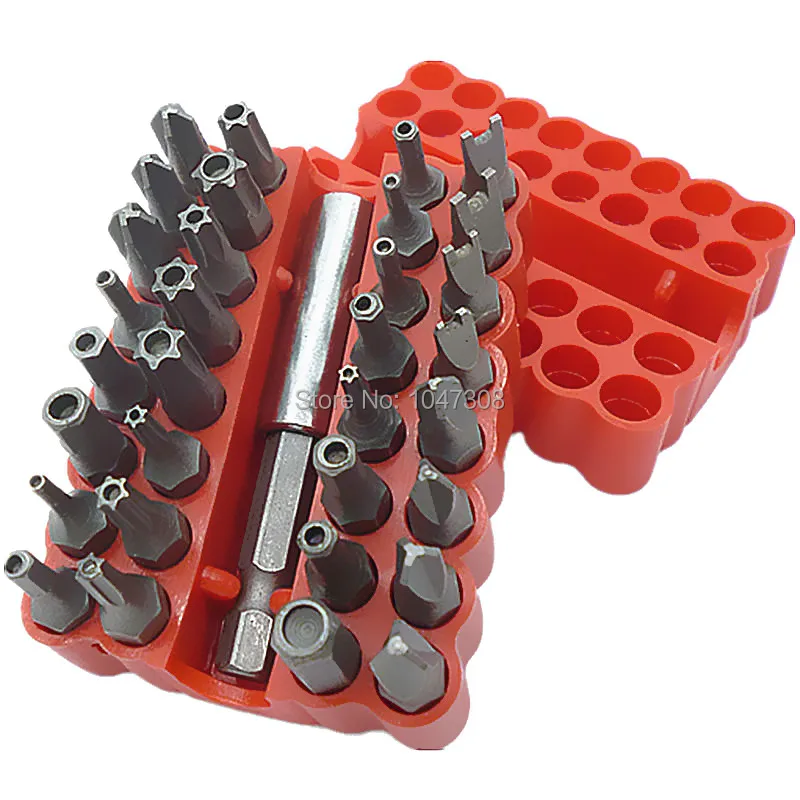 Screwdriver Bit Set 33pcs Security Tool Drill Holder Torx Star Hex