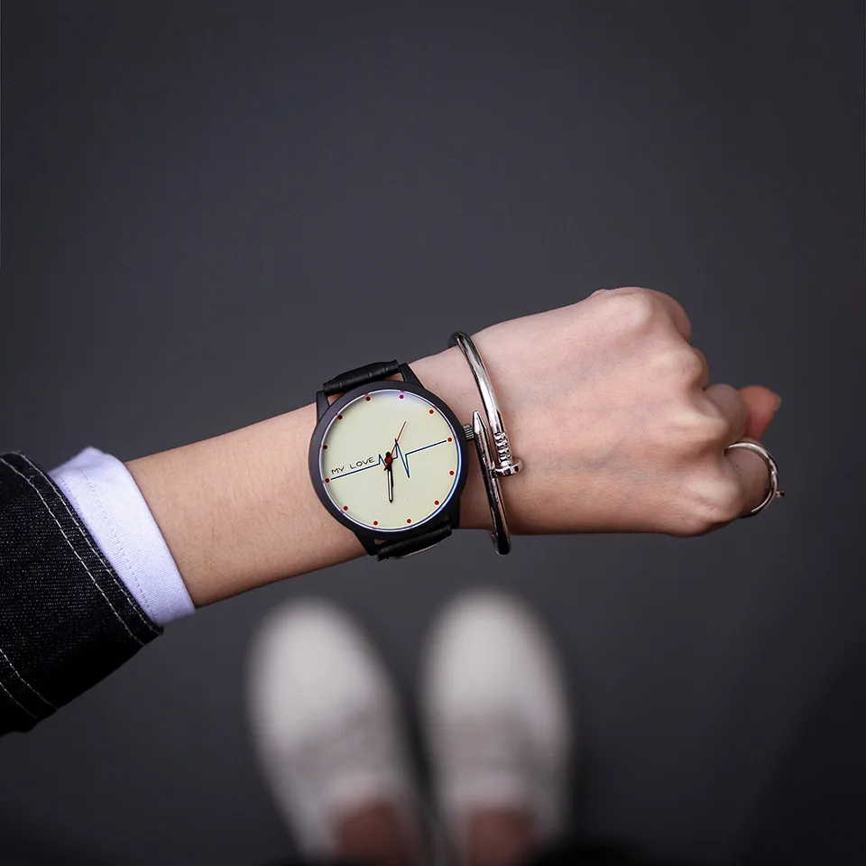 NEWFashion ECG Pattern Quartz Watch Ms Men s Couple Popular MY LOVE Casual Watch Unisex Watch 3