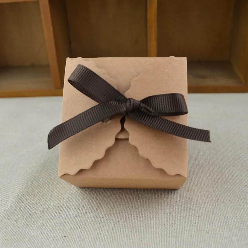 50pcs Vintage Retro White/Kraft Paper Gift Box DIY Wedding Favor Gift