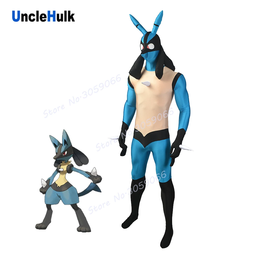 Костюм Лукарио черный и синий костюм из спандекса Zentai | UncleHulk|zentai costumes|spandex lycralucario