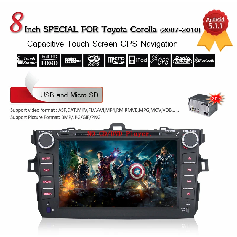 Perfect New 8 Inch Android 8.1 Car DVD Player GPS Navigation Radio Audio For Toyota Corolla GPS Navi Navigation System Autoradio 1