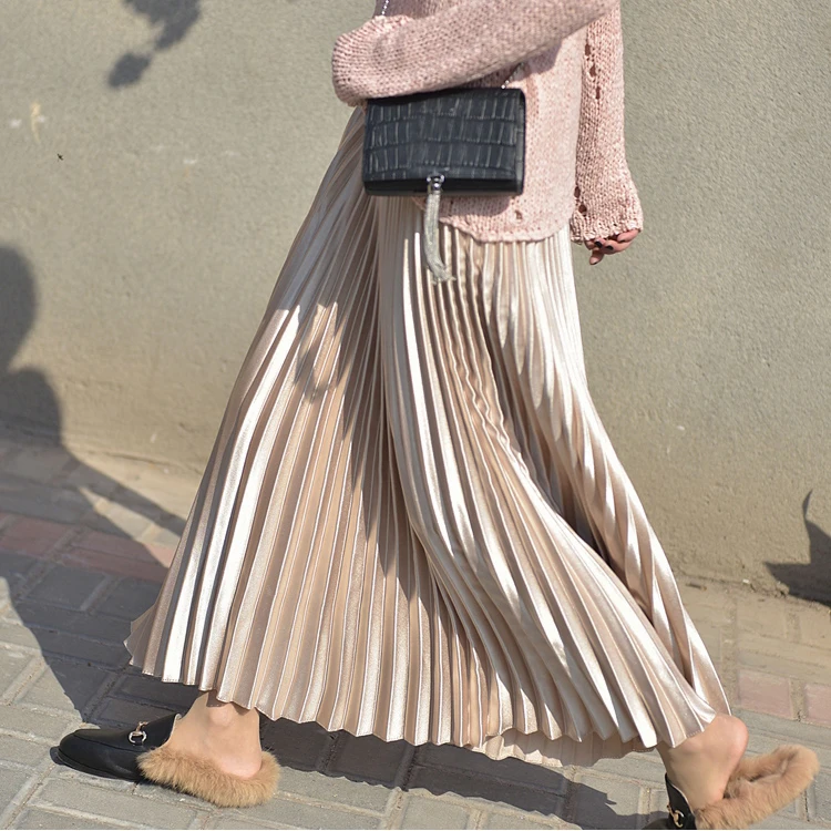 long pleated skirt