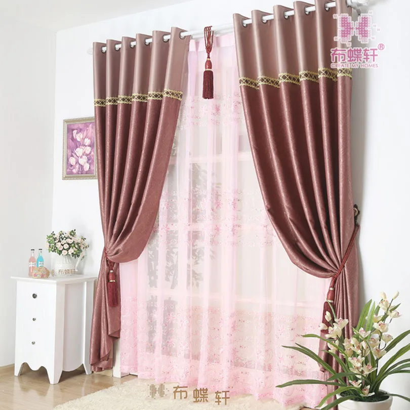 Rosa púrpura estilo europeo física cortinas costura Cortina habitación Cortina dormitorio personalizado