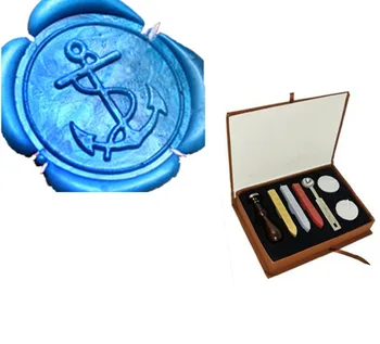 

Vintage Fancy Anchors Custom Picture Logo Wedding Invitation Wax Seal Sealing Stamp Sticks Melting Spoon gift Box Set Kit