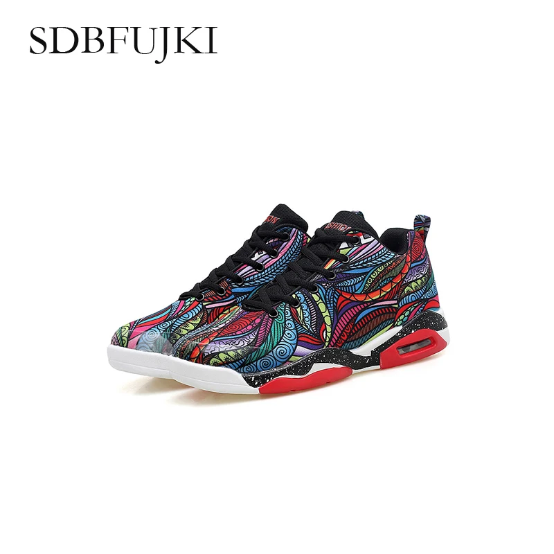 

Women Air Cushion Shoes Running Shoes Fashion Sneaker High-top surface inkjet graffiti cushion cushioning Men's Shoes SDBFUJKI