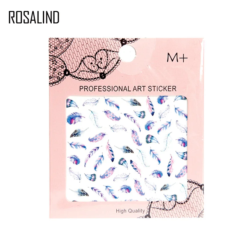 ROSALIND 1 шт. наклейки для ногтей дизайна гелевые накладки акварельные цветные перья