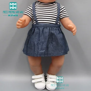 

Baby clothes for doll fit 43cm new born doll accessories and american doll fashion T-shirt + imitation cowboy dress