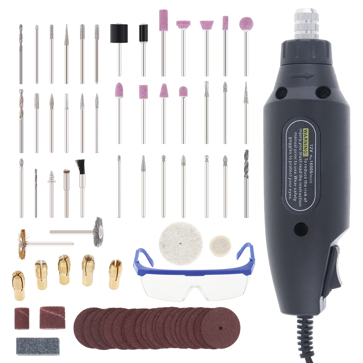

73pcs/set 100-240V 16000RPM Rechargeable Mini Electric Grinder Set with Goggle and Locking Function for Engraving / Polishing