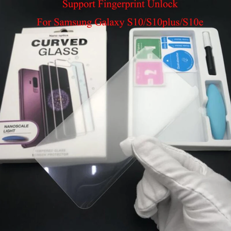 Полностью клеящаяся пленка из закаленного стекла для Samsung Galaxy S10 plus 3D Жидкий