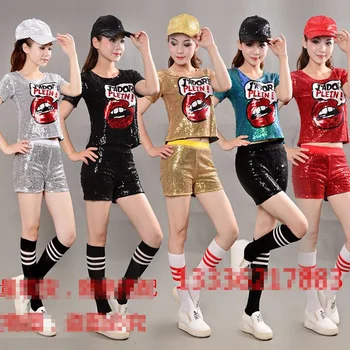 

Nightclub DS Woman jazz dance Clothing Adult Lady Sequined dancewear Tops+Pants Hip-hop Jacket dancing costumes