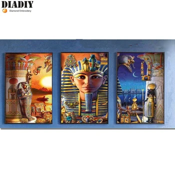 

DIY Diamond Embroidery Egypt Triptych Scenic Diamond Painting triptych Cross Stitch Diamond Mosaic Embroidery Home Decor