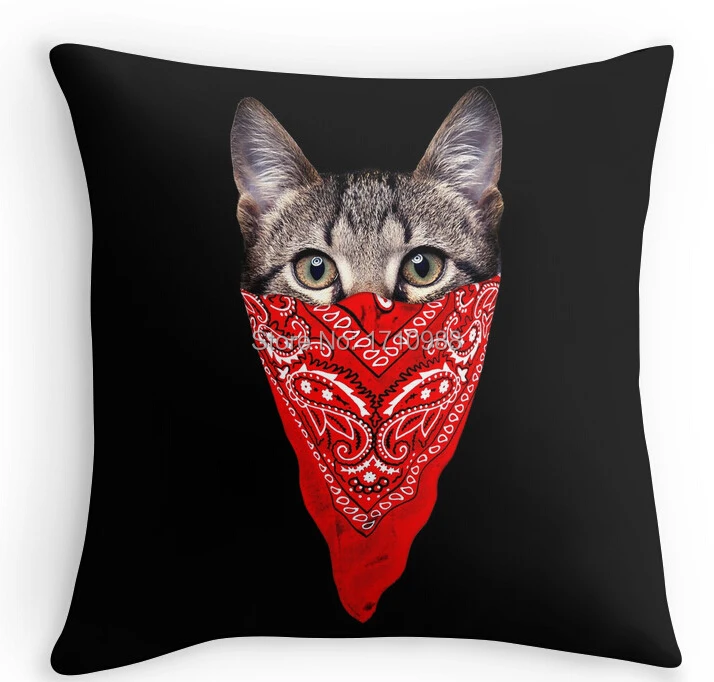 Gangster Cat Custom Pillow case (two sides) for 12x12 14x14 16x16 18x18