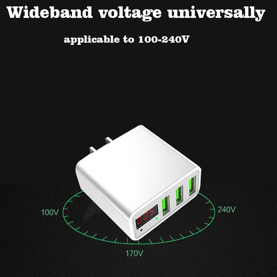 USB Charger 3A LED Display Universal Mobile Phone USB Charger Fast Charging Wall EU Charger For iPhone Samsung Xiaomi LG4