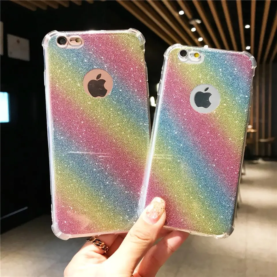 С плавно меняющимся цветом AntiKnock радуга ТПУ чехол для iPhone 7 Plus SE/6/6 S/8 X XR XS MAX huawei Honor