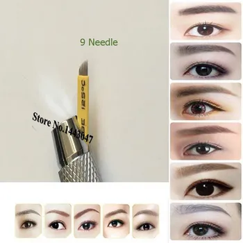 

Freeshipping 50Pcs/Lot 9Pins Stainless Steel Manual Pen Needle Permanent Makeup 0.25MM Eyebrow 3D Microblading Needles