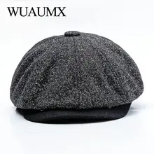 Wuaumx Unisex Autumn Winter Retro Newsboy Caps Men Women Warm Octagonal Hat For Male Detective Hats Painter Caps Visors chapeau