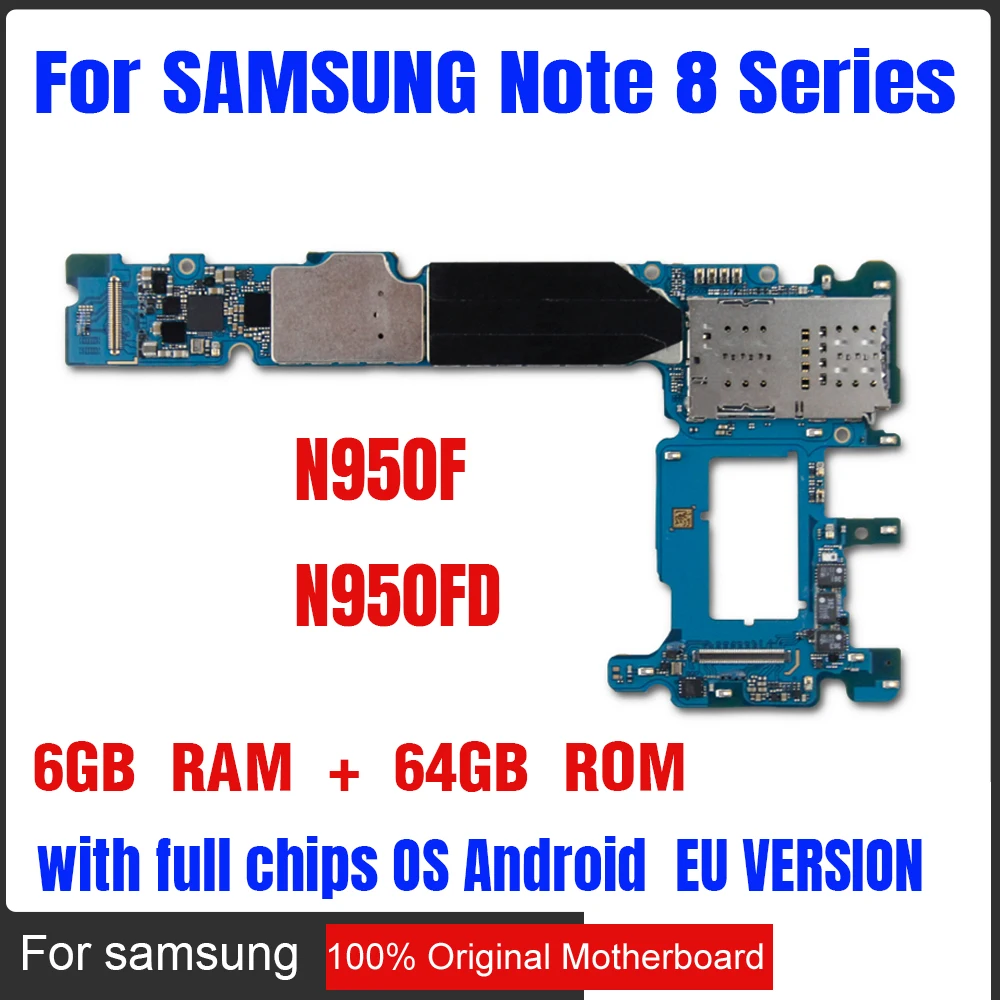 

Tested Unlocked Logic Board for Samsung Note 8 N950F N950FD N950U Motherboard 64GB Full Function Mainboard Europe Version 64GB