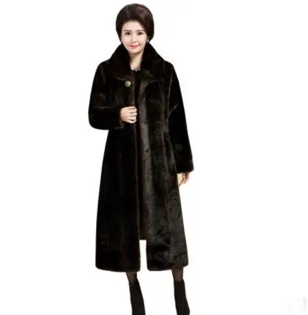 

S/6XL Womens X-Long Section Thick Imitation Fur Overcoats Large Size Casual Female Elegant Faux Fur Outwear Fake Fur Coats J2540