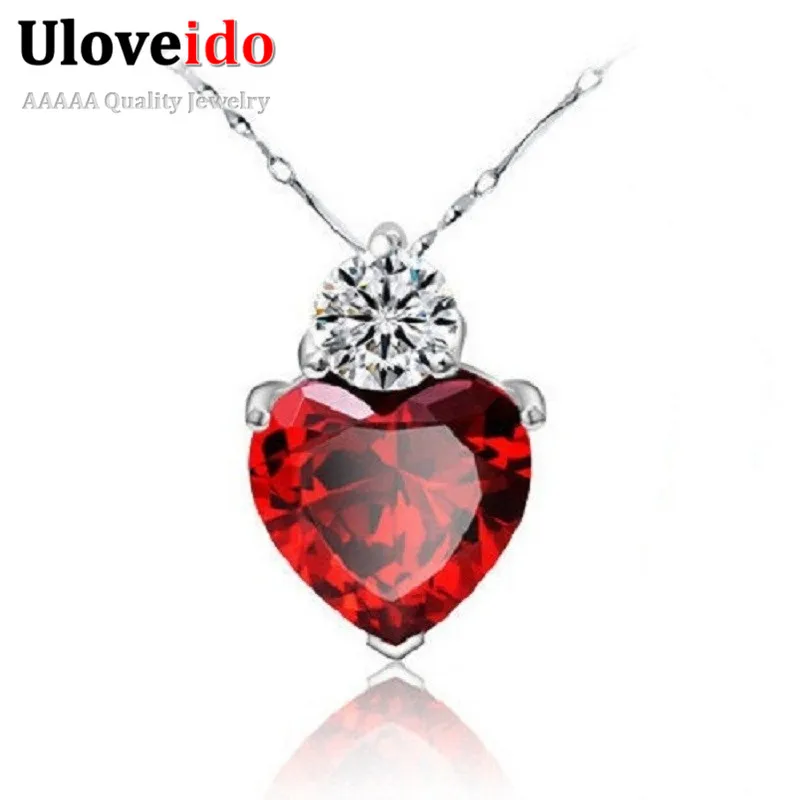 Uloveido кулон в виде сердца Женское Ожерелье красное ювелирное ожерелье для свадьбы