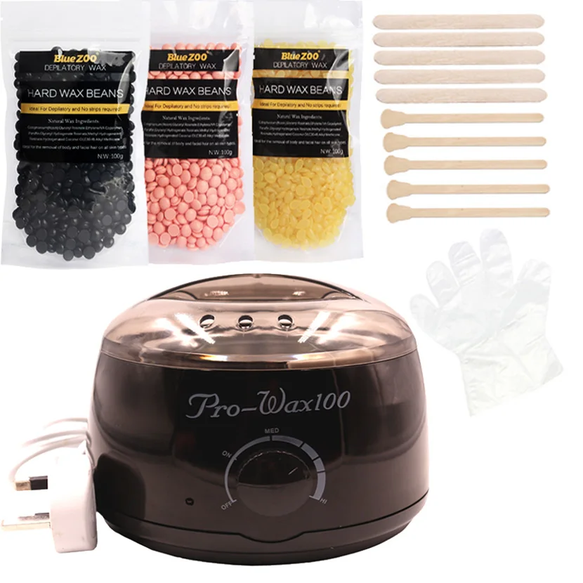

Film Wax Heater Kit Natural Pearl Wax Depilatory Cream Hair Removal Wooden Spatula Tool Black Epilator Hard Bean Wax