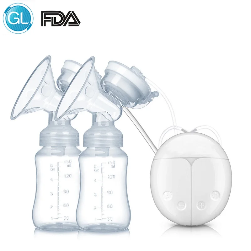 

BPA Free USB Electric Double Breast Pump for Baby Breast Feeding Smart Infant Breast Milk Suction Pump Enlarge with Twin Cup