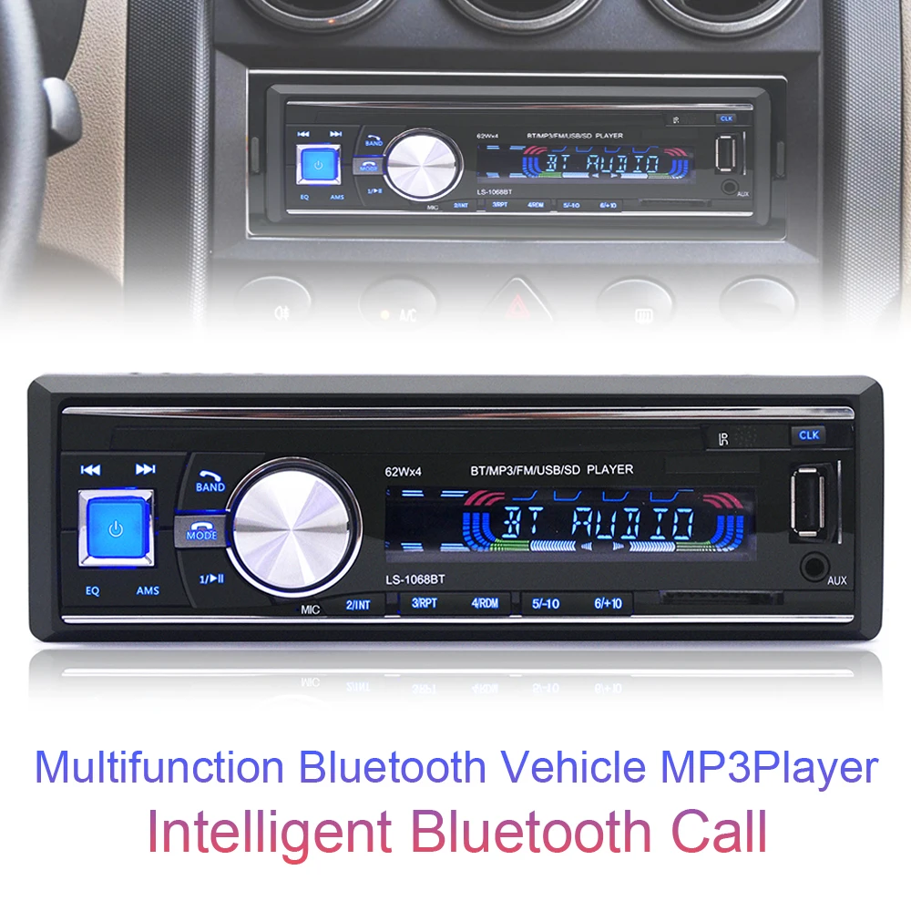 1068 1Din 12V Bluetooth Auto font b Car b font FM font b Radio b font