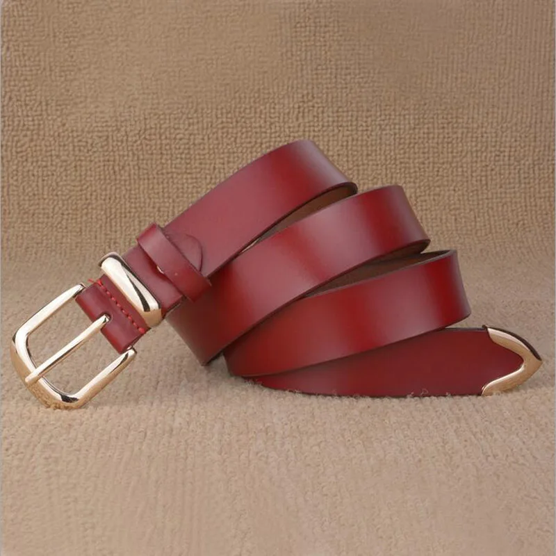 

2019 Women Gold Buckle Genuine Leather Belt Designer Lady Leather Belts Waistband Black White Red Quality Guarantee ZLB054