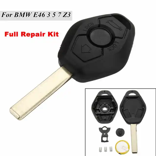 3 Button Diamond Remote Key Fob Case Full Repair Kit Battery For